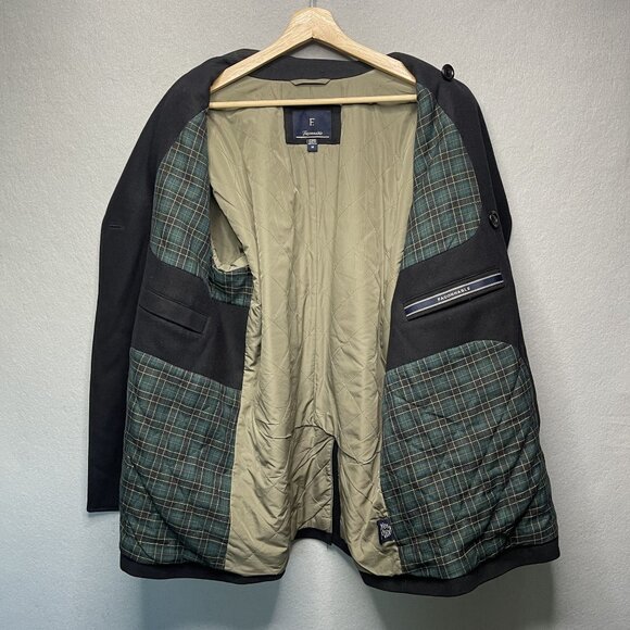 Faconnable Blazer Men's Black Wool Blend Double Breasted Pea Coat M - Picture 4 of 8